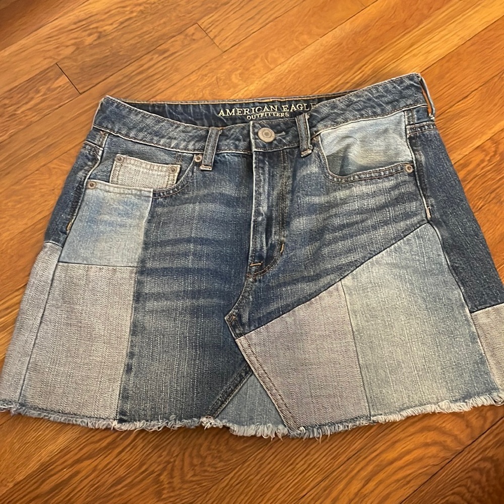 American eagle patchwork denim skirt